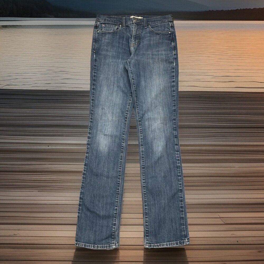 Levi's 505 Straight Leg Jeans 8L (29x32.5) Blue High Waist Denim Stretch Womens